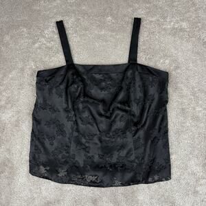 Alex Evenings Black Sheer Floral Sleeveless Blouse Top size 1X Romantic Goth